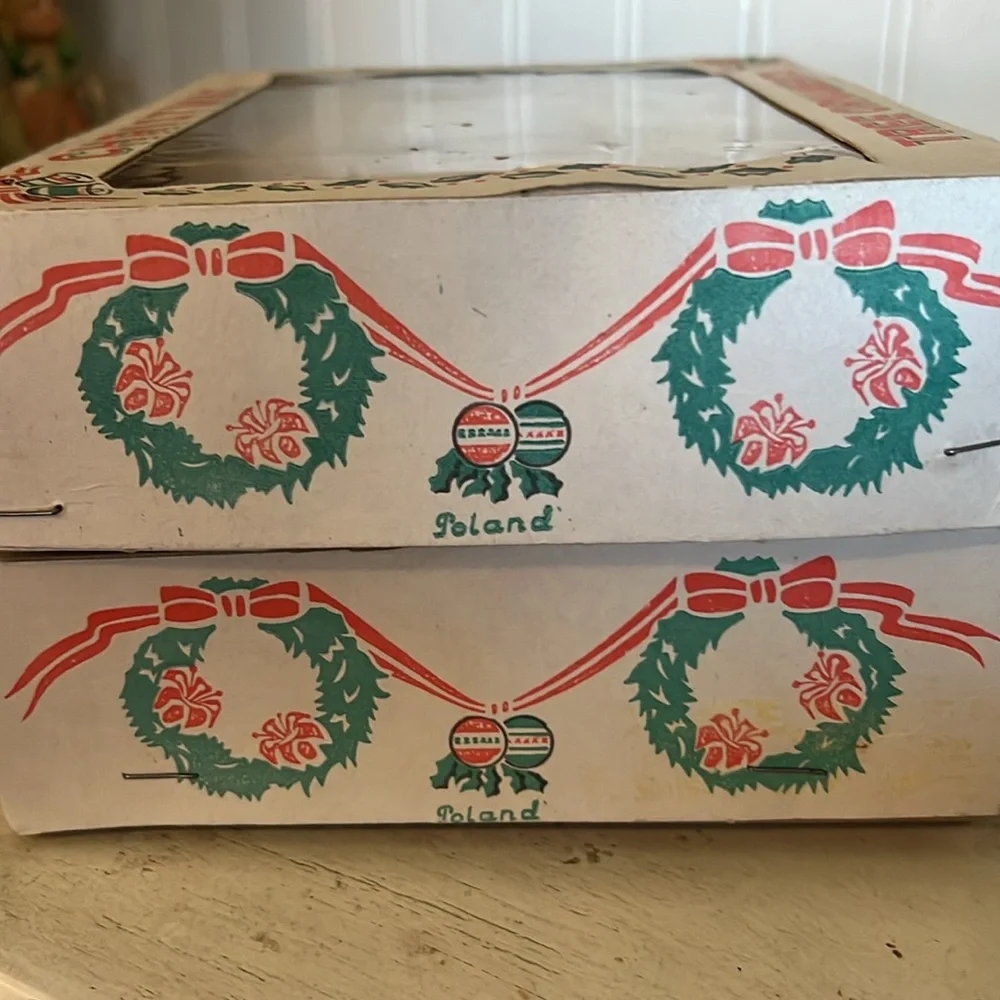 2 boxes Poland mercury hand blown glass Christmas ornaments